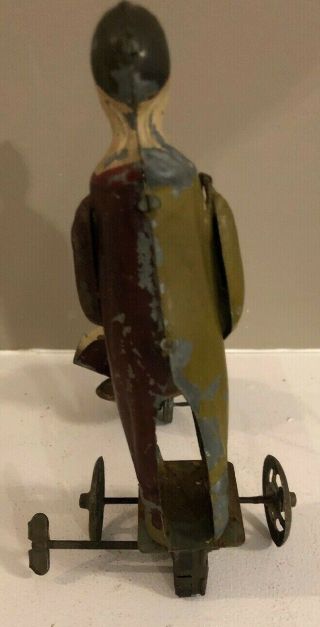 Very Rare Very Early Tin Gunthermann Litho Wind Up Circus Clown On Wheels 11