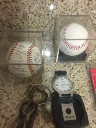 Vintage Junk Drawer Military Watch Pins Sports Baseballs Old Signed Plus More 4