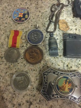 Vintage Junk Drawer Military Watch Pins Sports Baseballs Old Signed Plus More 7
