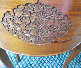Vintage KIDNEY - SHAPED DESK w/Rosewood Top,  Foliate Carvings,  Curved CHAIR. 7