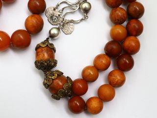 Antique Natural Butterscotch Yolk Baltic Amber Beads Rosary 1850 Tatars 104 gr 10