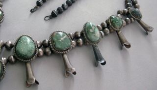 Vintage Sterling Silver SQUASH BLOSSOM NECKLACE Royston Turquoise 8
