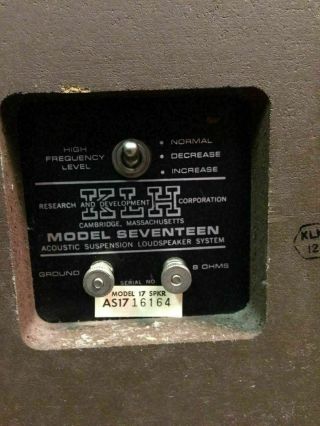 KLH Model Seventeen Vintage Acoustic Suspension Speaker System 17 Made In USA 7