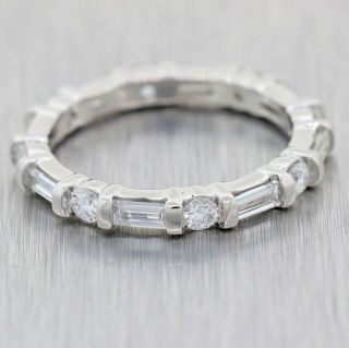 Antique Art Deco Platinum 1.  05ctw Baguette Diamond Eternity Wedding Band Ring A9
