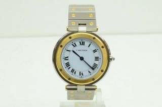 Authentic Cartier Vintage Watch Santos Quartz Stainless Steel Gold Unisex 9p622 12