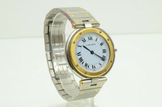 Authentic Cartier Vintage Watch Santos Quartz Stainless Steel Gold Unisex 9p622