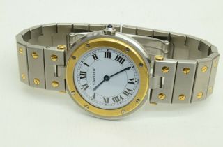 Authentic Cartier Vintage Watch Santos Quartz Stainless Steel Gold Unisex 9p622 5
