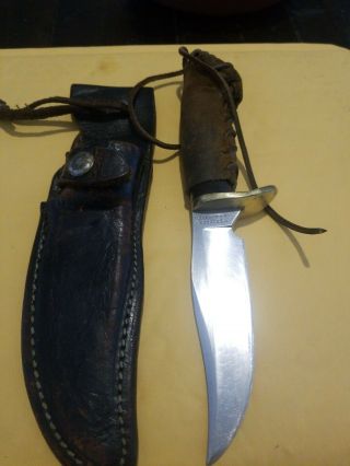 Vintage " Westmark U.  S.  A.  " Bowie Knife With Leather Sheath No.  702