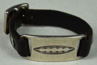 Ralph Lauren Vintage Mens Leather Silver Brown Bracelet Wrist Strap