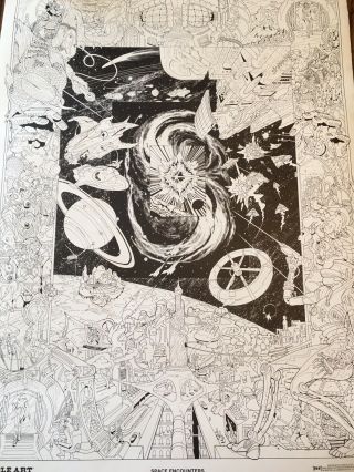 Very Rare Vintage 1978 Doodle Art Space Encounters Poster W/ Tube