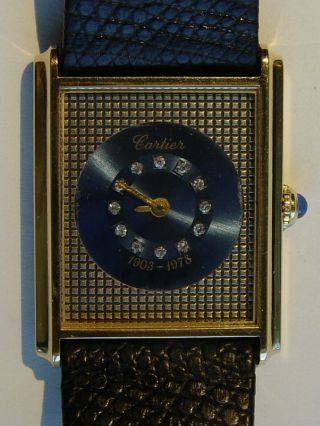 Rare 18k Solid Gold Diamond Cartier 75th Anniversary Watch Cal 78 - 1 Movement