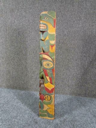 Antique Early 1900s Native American Indian Carved Totem Pole,  Measures 20 " Inch