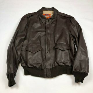 Vintage Cooper A - 2 Brown Leather Flight Bomber Jacket Made In Usa Sz 48l