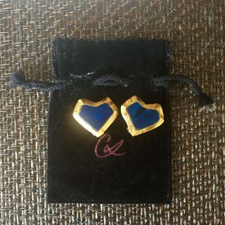 Vintage Christian Lacroix Heart Shaped Goldtone Clip Earrings