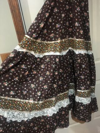 Gunne Sax Jessica Lace Up Front,  Floral Wms Sz 11 Vintage 70 ' s Dress,  Festival 11