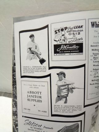 Vintage 1940 MLB Detroit Tigers vs Cincinnati Reds World Series Program 3