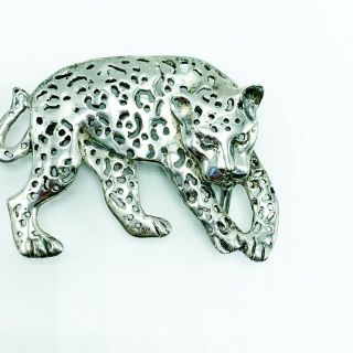 Vintage Mimi Los Castillo Taxco Mexico Sterling Silver Leopard Buckle Signed