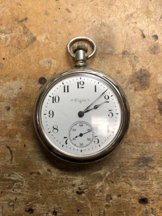 1897 - 99 Elgin Pocket Watch 12s 15j Running Silveroid.  Elginnatl Watch Co