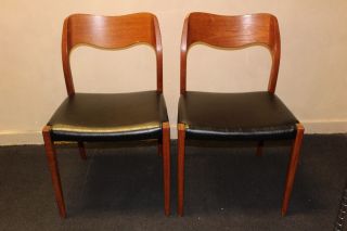 Vintage Danish Modern J.  L.  Moller Teak Set Of 2 Dining Chair Mid Century
