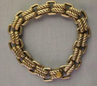Rare Mens David Yurman Empire Double Link Bracelet Sterling Silver 18k Gold 9 "