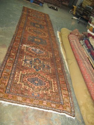 Vintage Persian Heriz Karajeh Serapi Hand Knotted Wool Runner Rug 3 