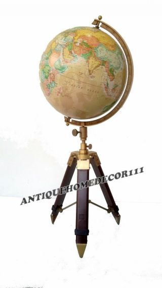Adjustable Desktop Decorative Vintage Style 12 " World Globe With Tripod Stand