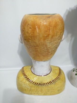 Vintage Large Horchow Italian Ceramic Women & Man Pair Bust Head Vase Planters 4