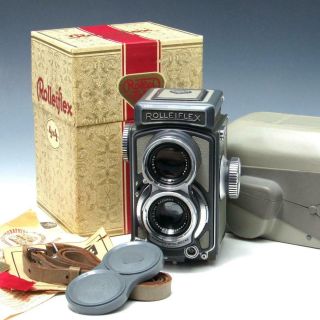 As - Is Vintage Baby Rolleiflex 4x4 Gray Tlr Camera Xenar F/3.  5 60mm W/ Box & Case