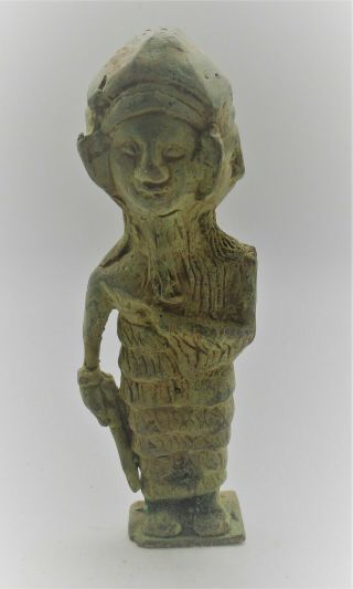 Very Rare Ancient Near Eastern Bronze Worshipper Statue 2000 - 1500bc 3heads