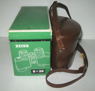 Vtg Carl Zeiss Binoculars 8x30 Abercrombie &Fitch w/Leather Case 7