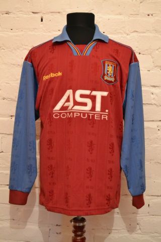 Vintage Aston Villa Home Football Shirt 1995/1997 Soccer Jersey Reebok Rare M