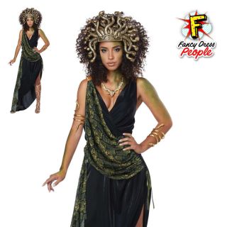 Womens Sexy Sedusa Costume With Snake Headpiece Ancient Greek Fancy Dress Outfit