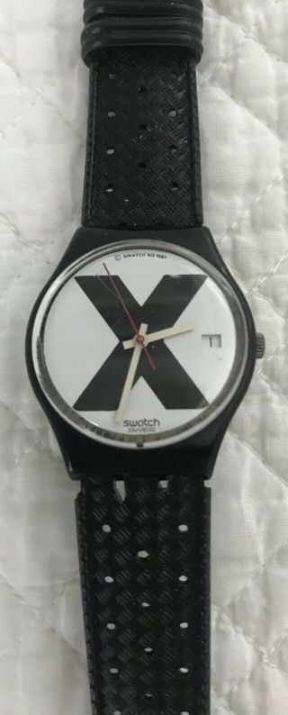 Vintage Swatch Watch X Rated 1987 With Straight Edge