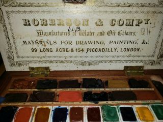 Vtg C.  Roberson & Co.  Art Paint Wood Box Water And Oil Colors London Since 1810