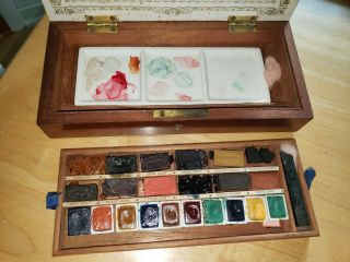 Vtg C.  Roberson & Co.  Art Paint Wood Box Water And Oil Colors London since 1810 2