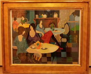 Afternoon Tea By Artist Itzchak Tarkay,  Hand Signed And Numbered By The Artist.