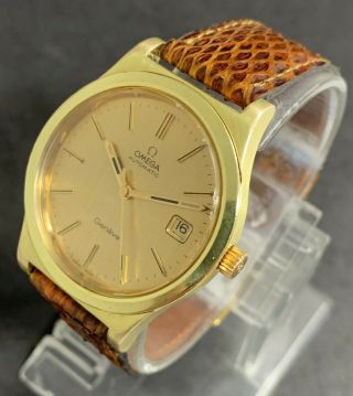 Vintage Omega Geneve Day Date Gold Plated Stainless Cal1012 Automatic Men Watch