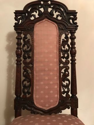Antique Renaissance Revival Carved Oak Chairs 19th Century 10