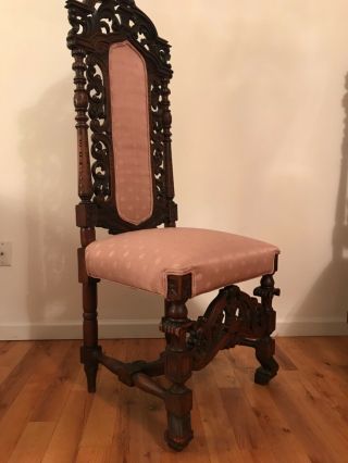 Antique Renaissance Revival Carved Oak Chairs 19th Century 7