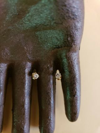 Vintage 14k Gold 1/3 Ct Diamond Earrings Stud Natural Diamonds