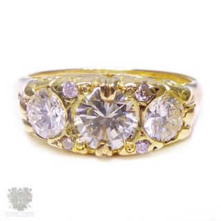 Vintage 18ct Yellow Gold Diamond Trilogy Gypsy Engagement Ring Total 1.  20cts