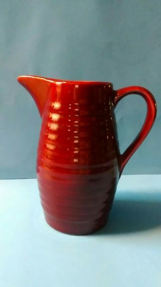 Vintage Bauer Pottery Ringware Burgundy Tall Syrup Pitcher -