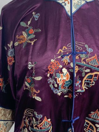 VTG Antique 1920’s Embroidered Silk Chinese Jacket Kimono 3