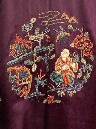 VTG Antique 1920’s Embroidered Silk Chinese Jacket Kimono 8