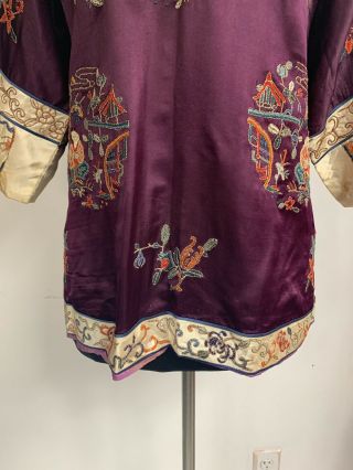 VTG Antique 1920’s Embroidered Silk Chinese Jacket Kimono 9
