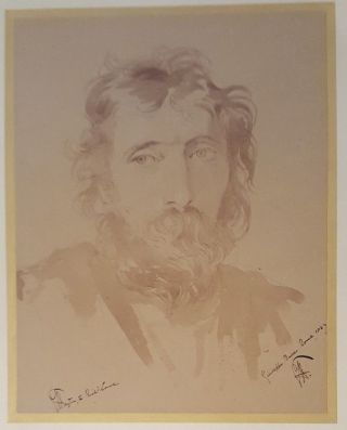 19th.  Century British School Old Master Drawing Portrait Hayter Signed Rome 1800s