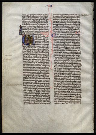 1240 Illuminated Bible Leaf Exquisite Miniature Jeremiah,  God & Seething Pot