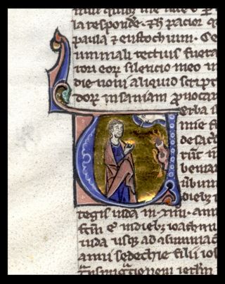 1240 Illuminated Bible Leaf Exquisite Miniature Jeremiah,  God & Seething Pot 2