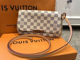 Rare Louis Vuitton Favorite Pm Damier Azur Clutch With Tags,  Box And Receipt