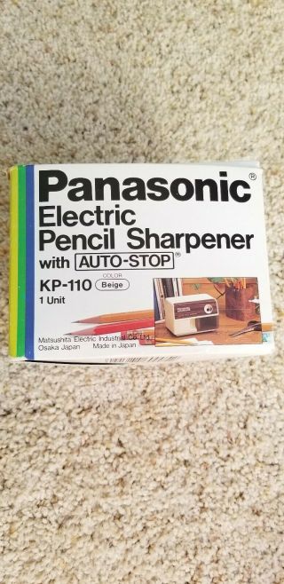 Vintage Panasonic Auto Stop Electric Pencil Sharpener Kp - 110 Manufactured Japan